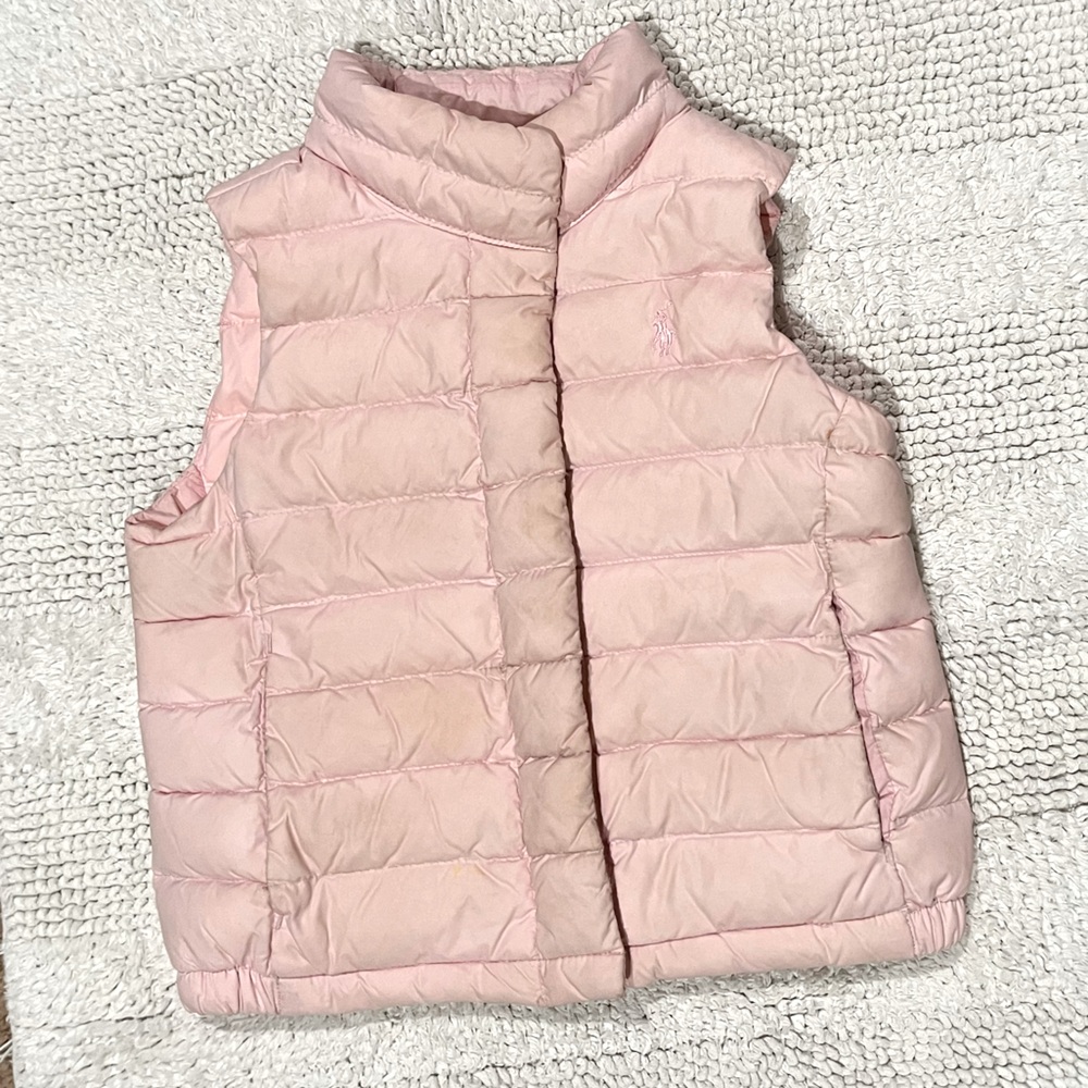 Ralph Lauren light pink, puffer vest in size 2T.